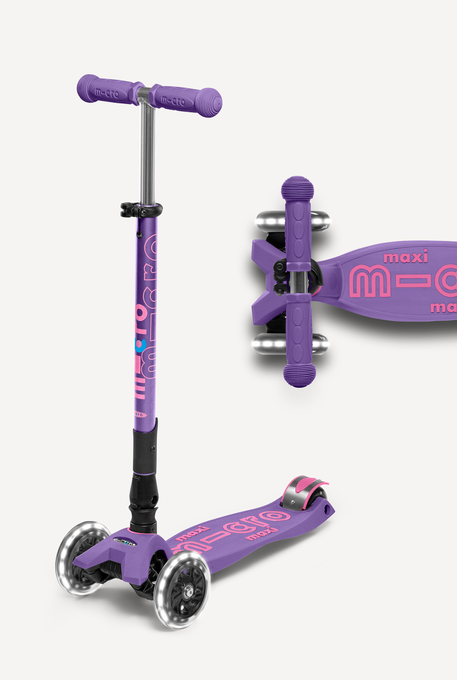 Purple Micro Maxi Foldable LED Scooter