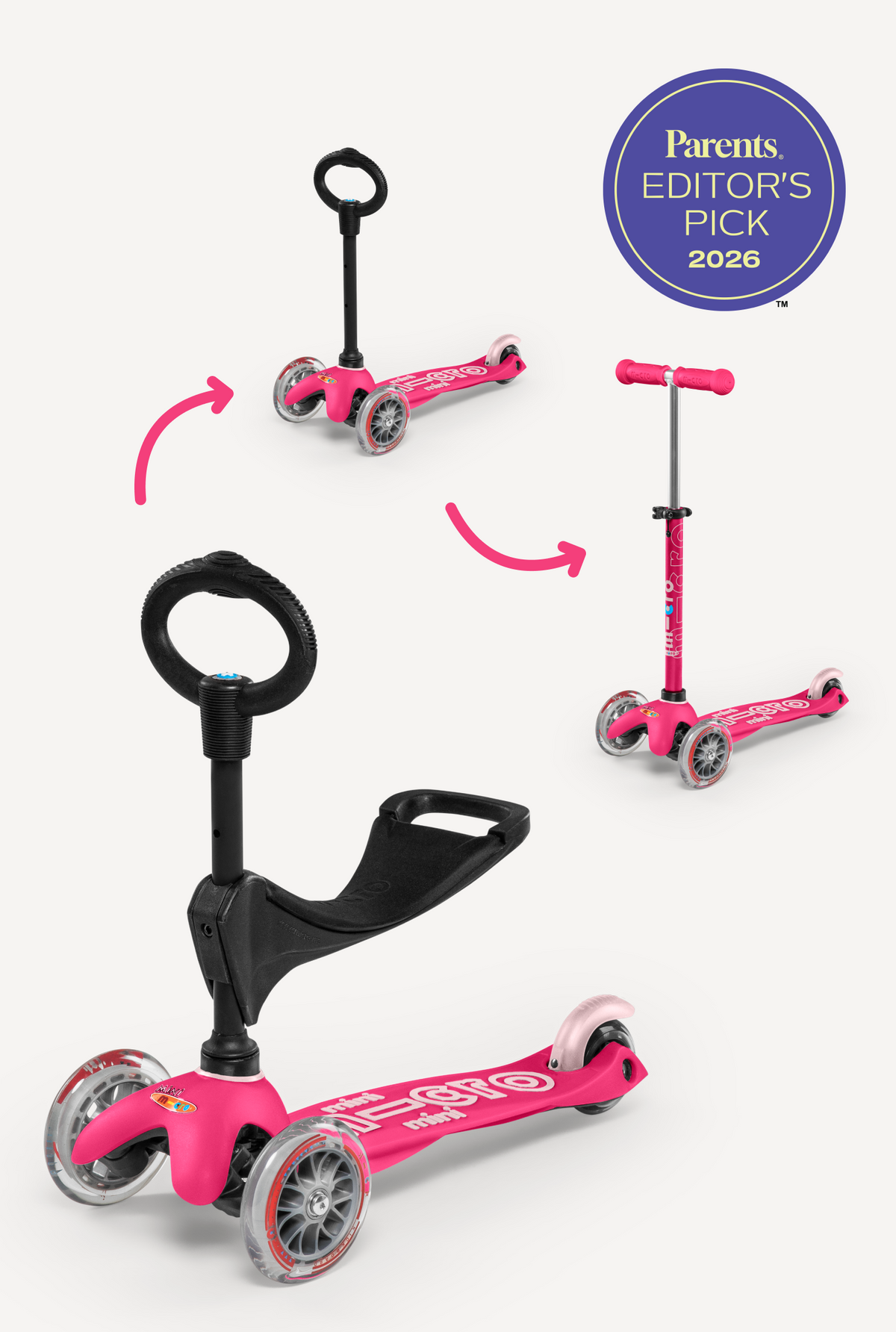 micro mini ピンク スケーター Micro Mini 3in1 Scooter | Toddler + Child Scooter | Micro Kickboard