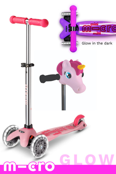 Micro Mini Glow Plus LED Frosty Pink + Light Pink Unicorn ScootaHeadz Bundle product image