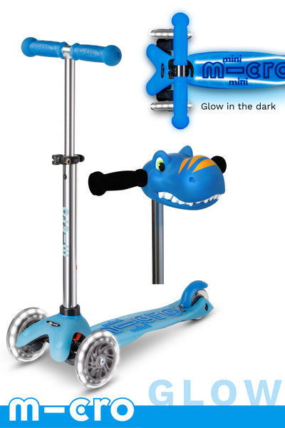 Micro Mini Glow Plus LED Arctic Blue + Blue Dino ScootaHeadz Bundle product image