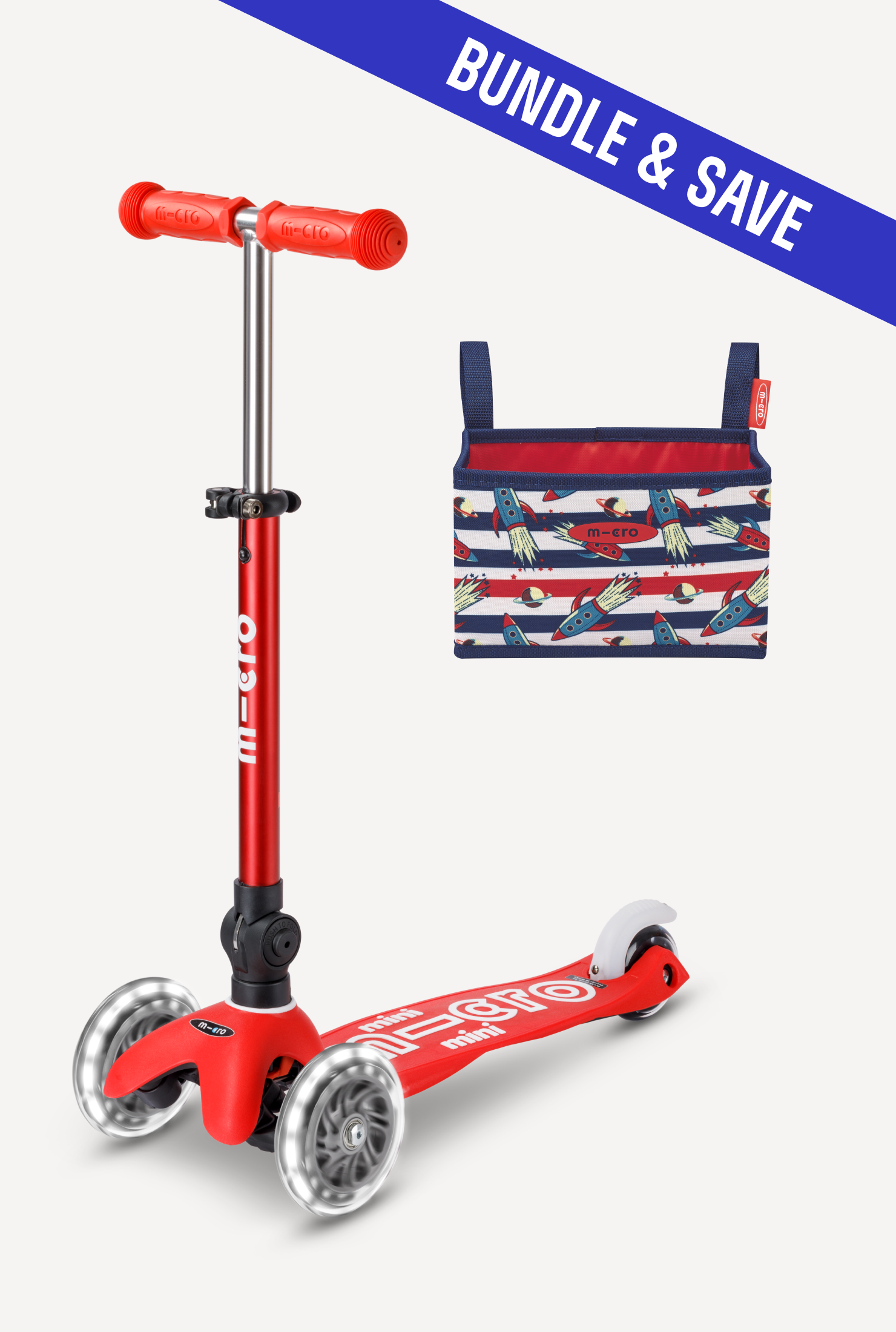 bundle mini foldable led red basket rocket.