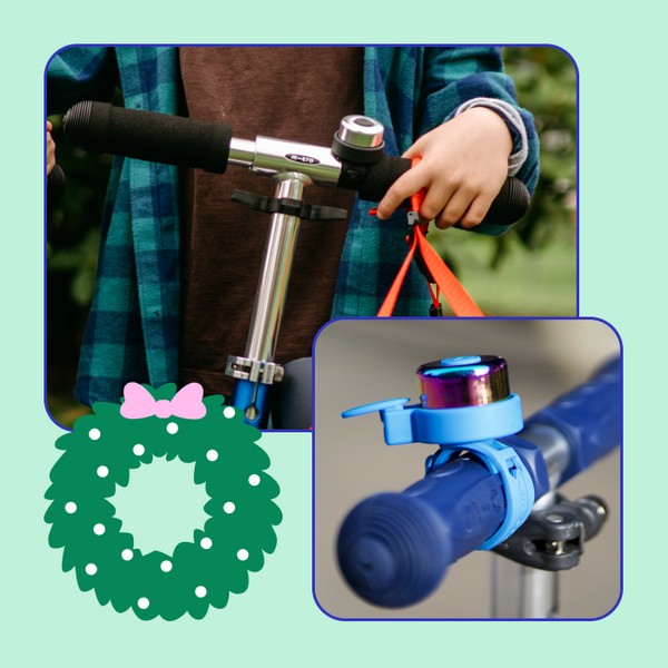 Collage of Micro Scooter Bells on two different Micro scooters. 