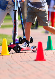 Kids riding Micro scooters with Scooter Cones