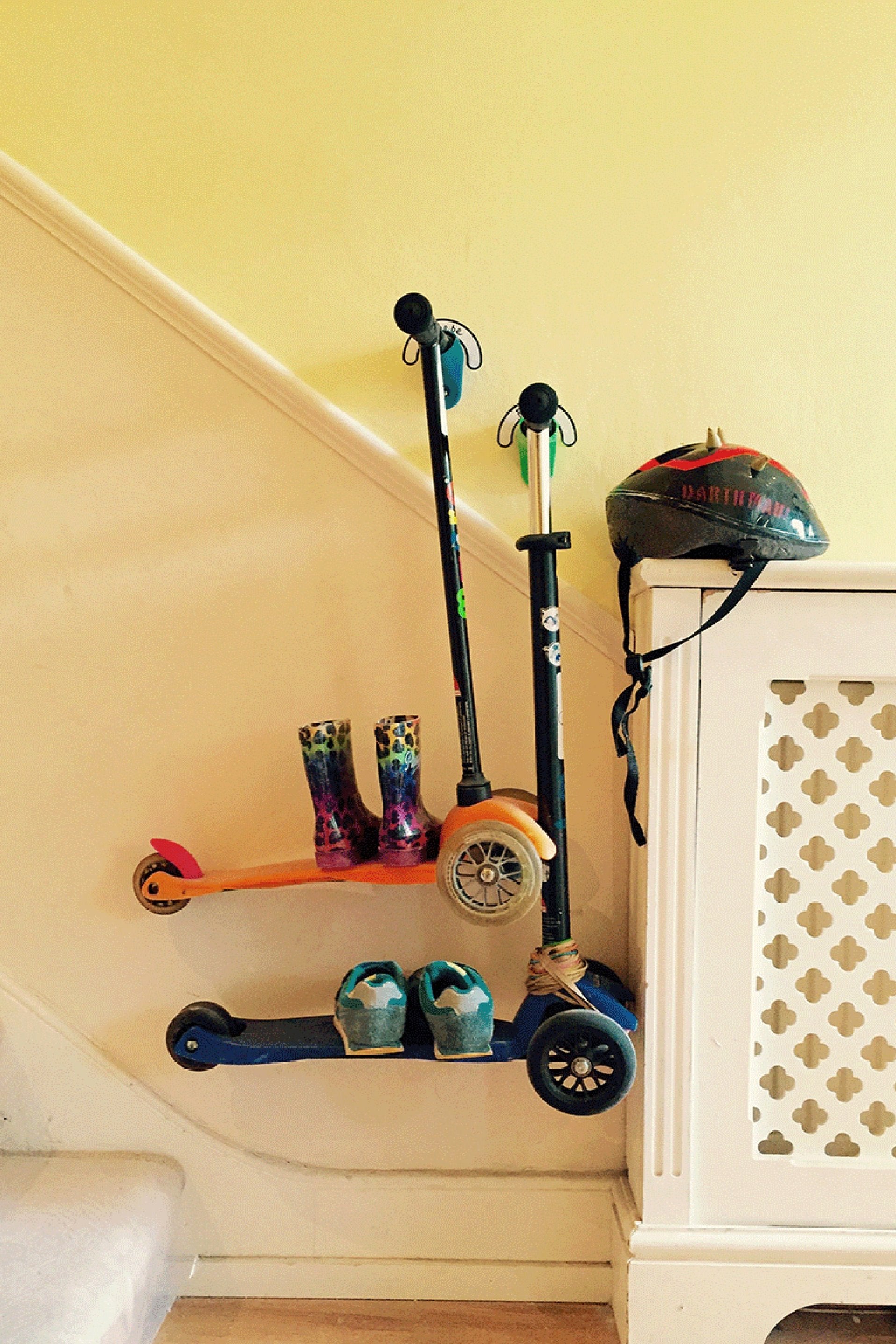 Scooters hanging on Scooterpegs